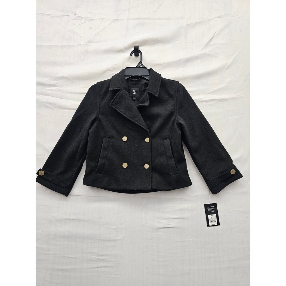 Art Class Girls Double Breasted Pea Coat Black Polyester Blend Casual Size M‎